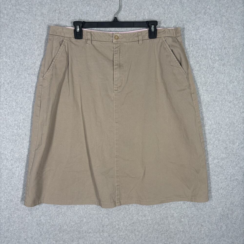 Lands End Skirt 6 Knee Khaki Tan Stretch Farmhouse‎ Granny Classic School Academ